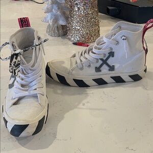 Off-White High-Top Sneakers - White and Black